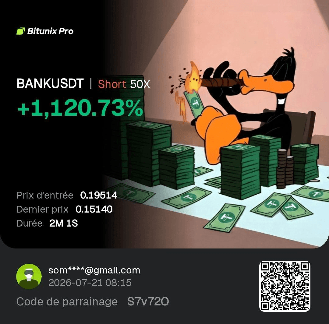 Capture d’une performance BANKUSDT communiquée par un membre